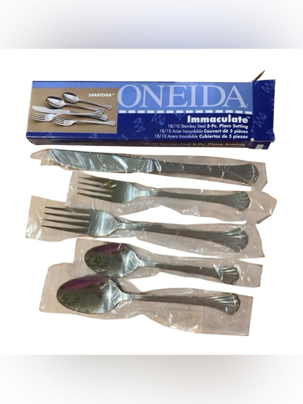 Oneida SARATOGA 5 Piece Place Setting Flatware Immaculate 18/10 Stainless Steel